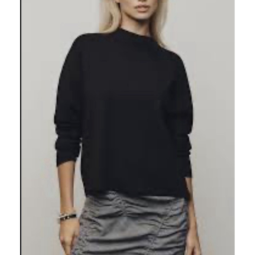 Anthropologie Maeve The Carys Mock Neck Sweater Size Small Black EUC